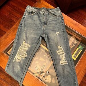 Wild Fable Size 14 Lite Blue Jeans High Rise Mom Jeans Worn Look